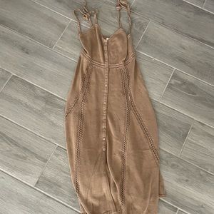 LPA Crochet Knit Sweater Dress Tan Nude Small